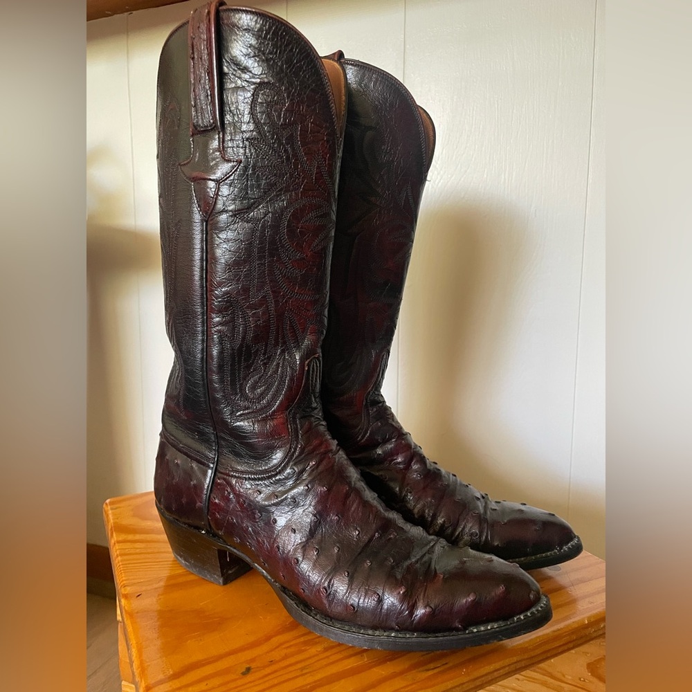 Lucchese Josephine Black Cherry Western Boots FRESHLY CLEANED